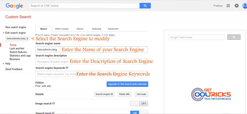 Creating Google Custom Search Engine Get Cool Tricks