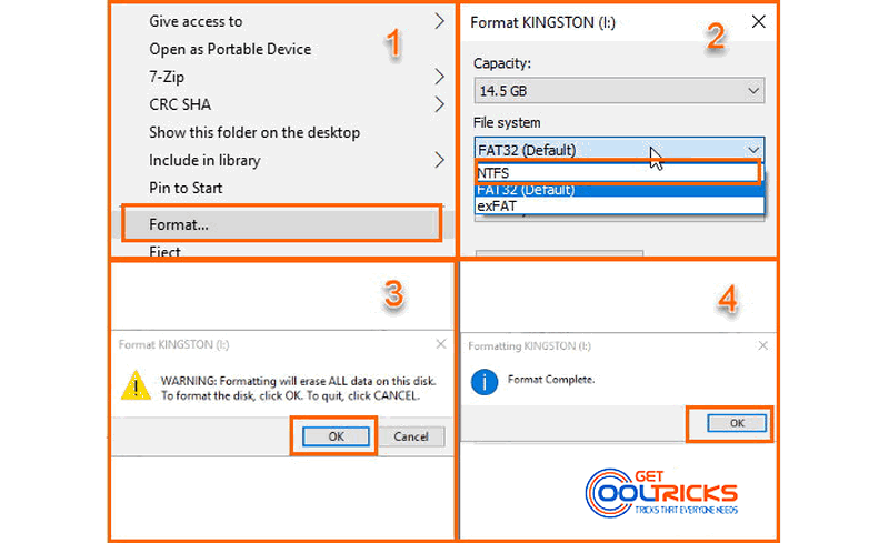 format flash drive for large files