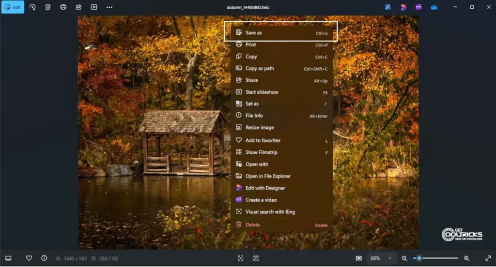 save heic file as jpg in windows photos app