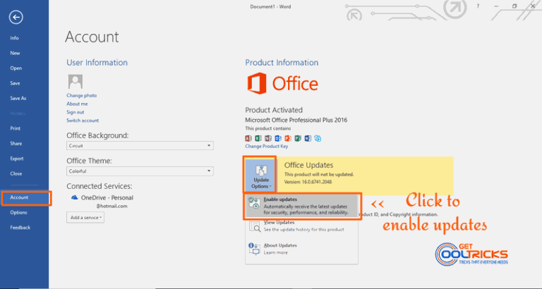 disable office 2019 update