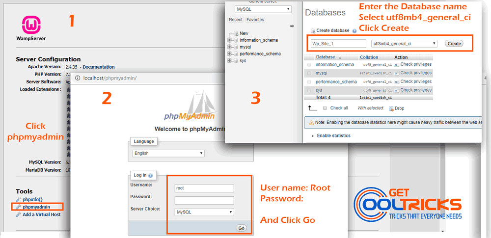 Login to PhpMyAdmin and create a new Database