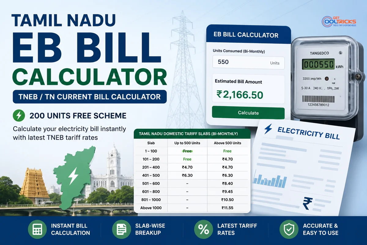 Tamil Nadu EB Bill Calculator (200 Units Free Scheme)